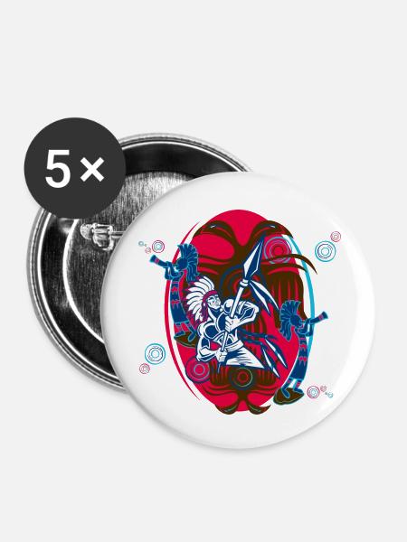 Indianer - Buttons klein 25 mm (5er Pack) - Weiß