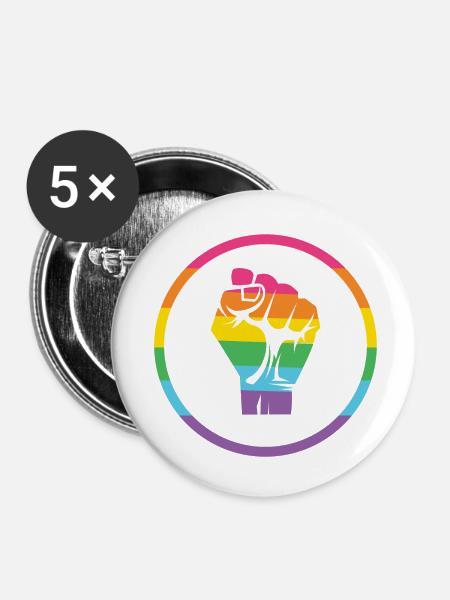 LGBTQ-Pride-Monat - Pride! - Buttons klein 25 mm (5er Pack) - Weiß