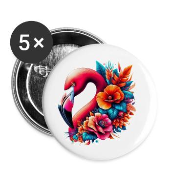 Flamingo - Buttons klein 25 mm (5er Pack) - Weiß - Vorne
