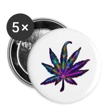 Cannabis Neon Leaf Cannabis Digital Delight - Buttons small 1''/25 mm (5-pack) - white - Front