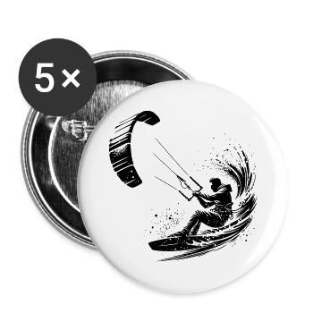 Kite Surfer Splash Water Splash with Kite - Buttons small 1''/25 mm (5-pack) - white - Front