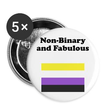 Non binaire et fabuleux - Lot de 5 petits badges (25 mm) - blanc - Devant