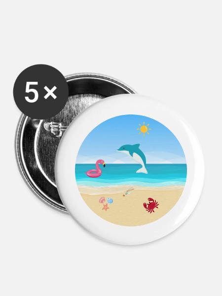 Strand Design - Buttons klein 25 mm (5er Pack) - Weiß