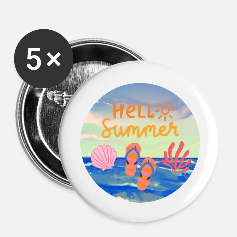 Hello Summer - Buttons klein 25 mm (5er Pack) - Weiß