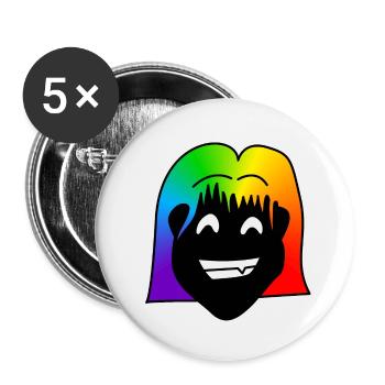 Big Grin : Fierté queer collante - Lot de 5 petits badges (25 mm) - blanc - Devant