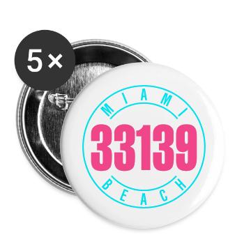 Miami Beach 33139 - Buttons small 1''/25 mm (5-pack) - white - Front