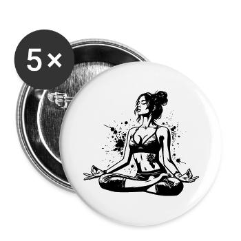 Yoga teacher at relaxation exercise for the soul - Buttons small 1''/25 mm (5-pack) - white - Front