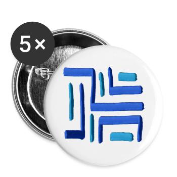 Labyrinth Malerei Blau - Buttons klein 25 mm (5er Pack) - Weiß - Vorne