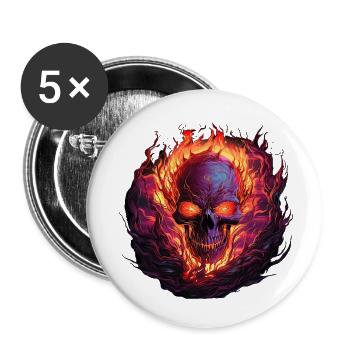 Flammenschädel der Ewigkeit - Buttons klein 25 mm (5er Pack) - Weiß - Vorne