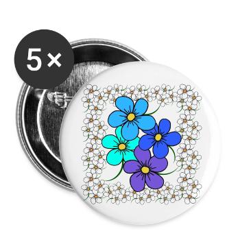 Blumenmuster floral Blumenranke blühende Blume - Buttons klein 25 mm (5er Pack) - Weiß - Vorne