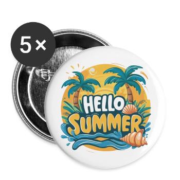 Dazzling elegance HELLO SUMMER - Buttons small 1''/25 mm (5-pack) - white - Front