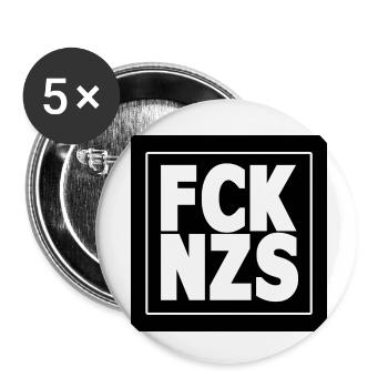 FCK NZS - Buttons klein 25 mm (5er Pack) - Weiß - Vorne