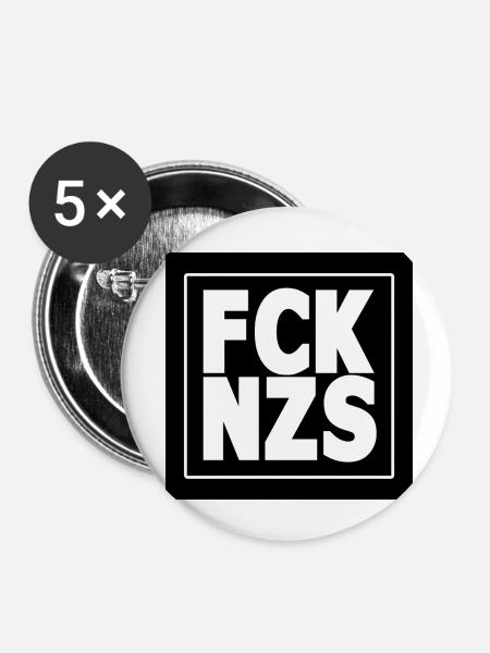 FCK NZS - Buttons klein 25 mm (5er Pack) - Weiß