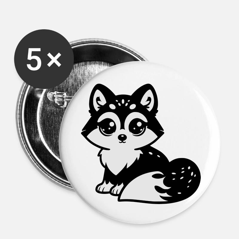 Fox - Buttons small 1''/25 mm (5-pack) - white