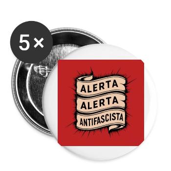 Alerta Antifaschist - Buttons klein 25 mm (5er Pack) - Weiß - Vorne