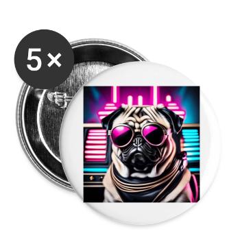 Cool Pug - Buttons klein 25 mm (5er Pack) - Weiß - Vorne
