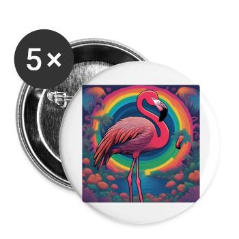 Flamingo#1 - Buttons klein 25 mm (5er Pack) - Weiß - Vorne