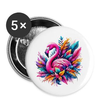 Flamingo - Buttons klein 25 mm (5er Pack) - Weiß - Vorne