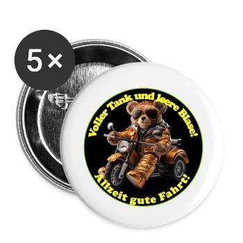 Conduire une moto ou un tricycle est une passion - Lot de 5 petits badges (25 mm) - blanc - Devant