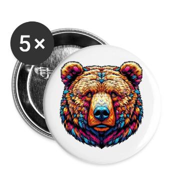 Bear - Buttons small 1''/25 mm (5-pack) - white - Front