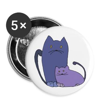 Katzen - Buttons klein 25 mm (5er Pack) - Weiß - Vorne