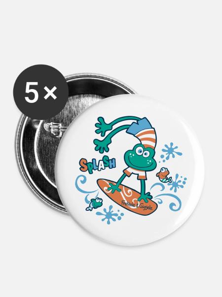 Splash - Surferglück - Buttons klein 25 mm (5er Pack) - Weiß