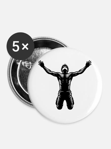 Springender Mann - Buttons klein 25 mm (5er Pack) - Weiß