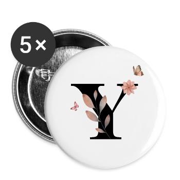 Letter y wildflowers watercolors - Buttons small 1''/25 mm (5-pack) - white - Front