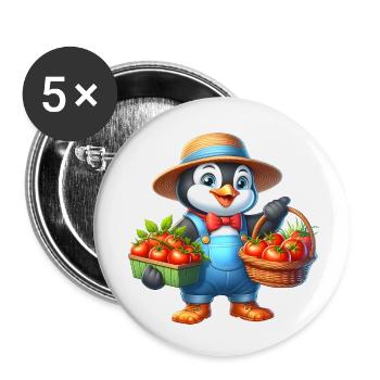Gardener's penguin Proud harvest helper 🐧🌱 - Buttons small 1''/25 mm (5-pack) - white - Front