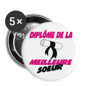 Diploma of the best Sister - Buttons small 1''/25 mm (5-pack) - white - Front