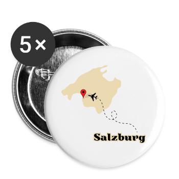 Reiseziel Mallorca Flug von Salzburg - Buttons klein 25 mm (5er Pack) - Weiß - Vorne