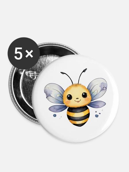 Kleines Bienchen - Buttons klein 25 mm (5er Pack) - Weiß