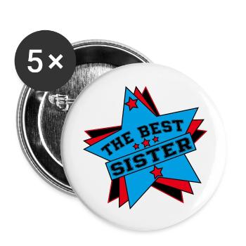 DIE BESTE SCHWESTER - Buttons klein 25 mm (5er Pack) - Weiß - Vorne