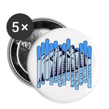 Schnee Winter Skifahrer Wintersport Berg Eis Frost - Buttons klein 25 mm (5er Pack) - Weiß - Vorne