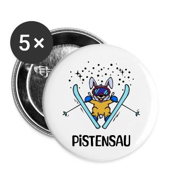 Skier Winter Sports Saying Ice Skating Snow Cold - Buttons small 1''/25 mm (5-pack) - white - Front
