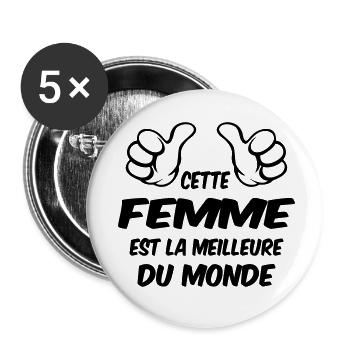 MEILLEURE FEMME DU MONDE - Lot de 5 petits badges (25 mm) - blanc - Devant