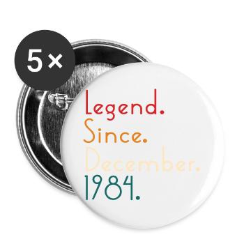Legende seit Dezember 1984 - Buttons klein 25 mm (5er Pack) - Weiß - Vorne