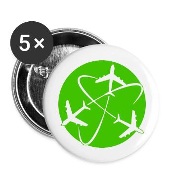 Planes travel around the world - Buttons small 1''/25 mm (5-pack) - white - Front