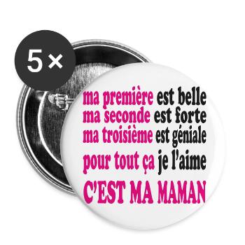 Ma MAMAN est belle - Lot de 5 petits badges (25 mm) - blanc - Devant