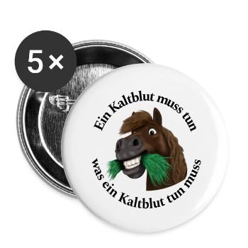 Pummelpony Nimmersatt Kaltblut - Buttons klein 25 mm (5er Pack) - Weiß - Vorne