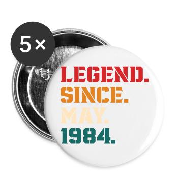 Legende seit Mai 1984 - Buttons klein 25 mm (5er Pack) - Weiß - Vorne