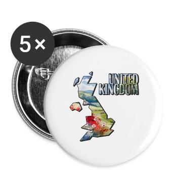Aquarell Karte United Kingdom - Buttons klein 25 mm (5er Pack) - Weiß - Vorne