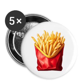 Funny French Fries Bag - French Fries - Buttons small 1''/25 mm (5-pack) - white - Front