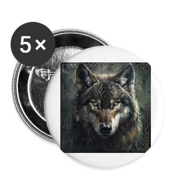 Wikinger Wolf Odins Wölfe Geri & Freki Valhalla - Buttons klein 25 mm (5er Pack) - Weiß - Vorne