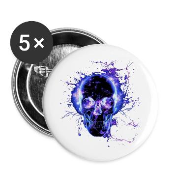 Skull Design Totenkopf für Rocker & Punker Schädel - Buttons klein 25 mm (5er Pack) - Weiß - Vorne