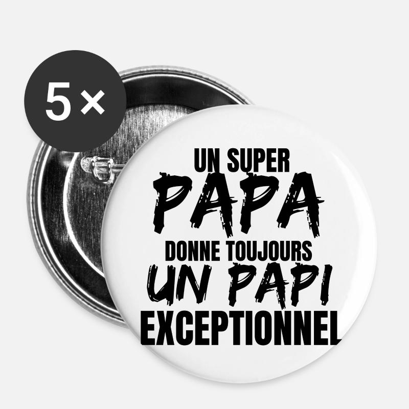 SUPER DAD - Buttons small 1''/25 mm (5-pack) - white