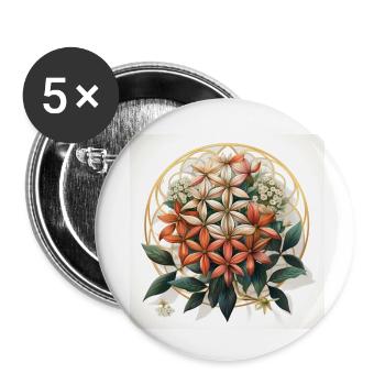 Flower of Life - Buttons small 1''/25 mm (5-pack) - white - Front