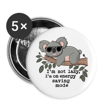 Not Lazy, Just Energy Saving - Koala Relax - Buttons small 1''/25 mm (5-pack) - white - Front