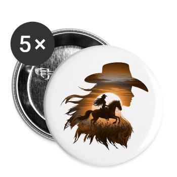 Cowboy Funny Women Hat Wild Western Rodeo Texas - Buttons small 1''/25 mm (5-pack) - white - Front