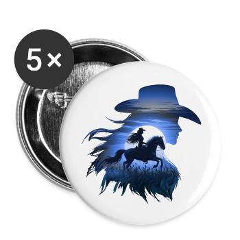 Cowboy Funny Women Hat Wild Western Rodeo Texas - Buttons small 1''/25 mm (5-pack) - white - Front